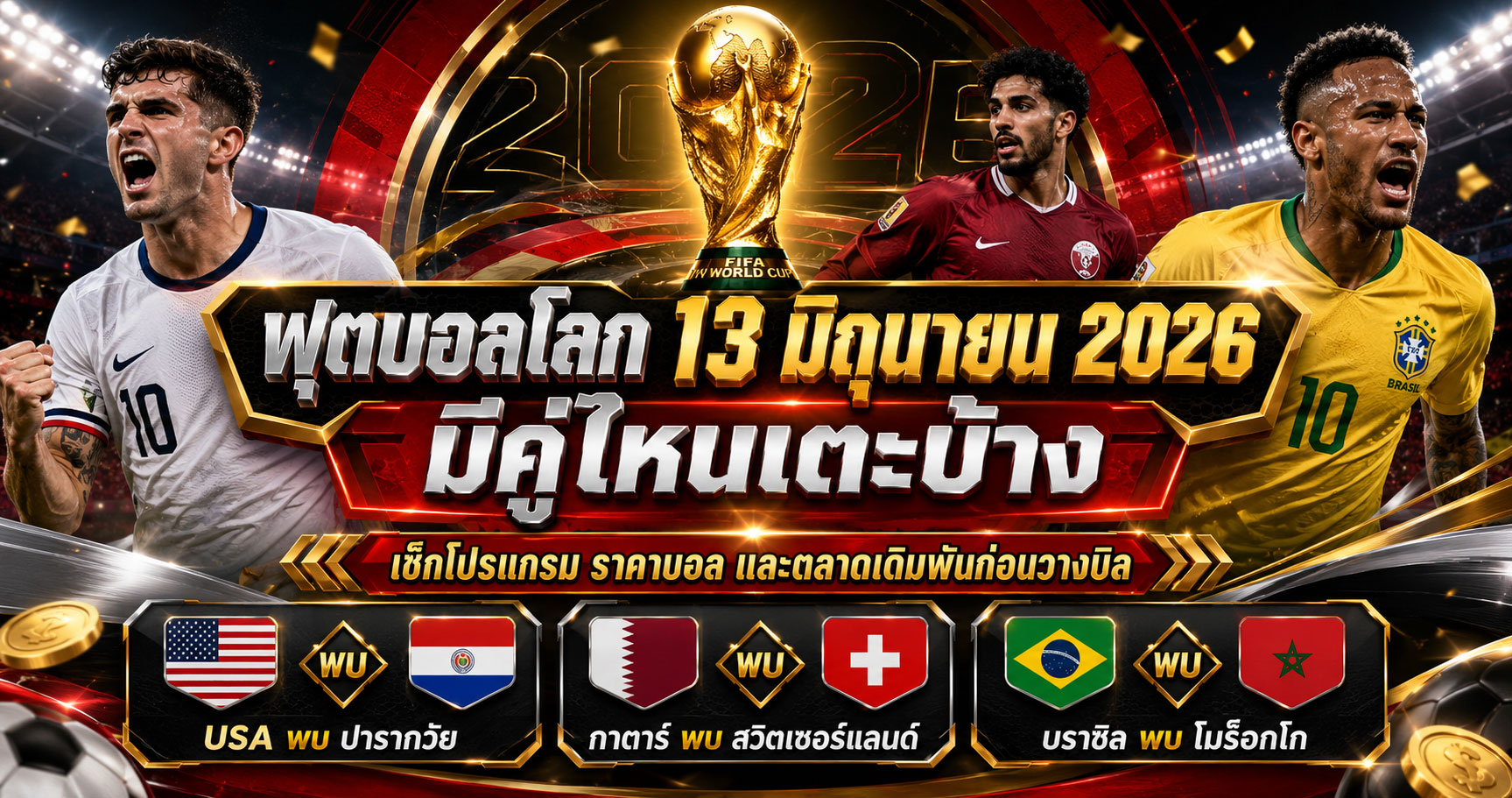 ฟุตบอลโลก 13 มิถุนายน ราคาบอลก่อนวางบิล