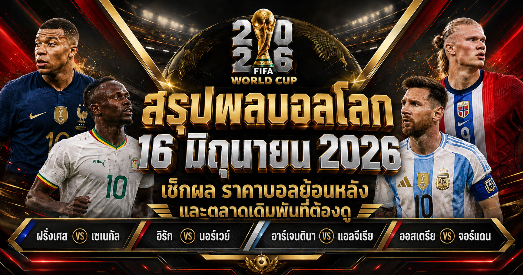 สรุปผลบอลโลก 16 มิถุนายน ราคาบอลย้อนหลัง
