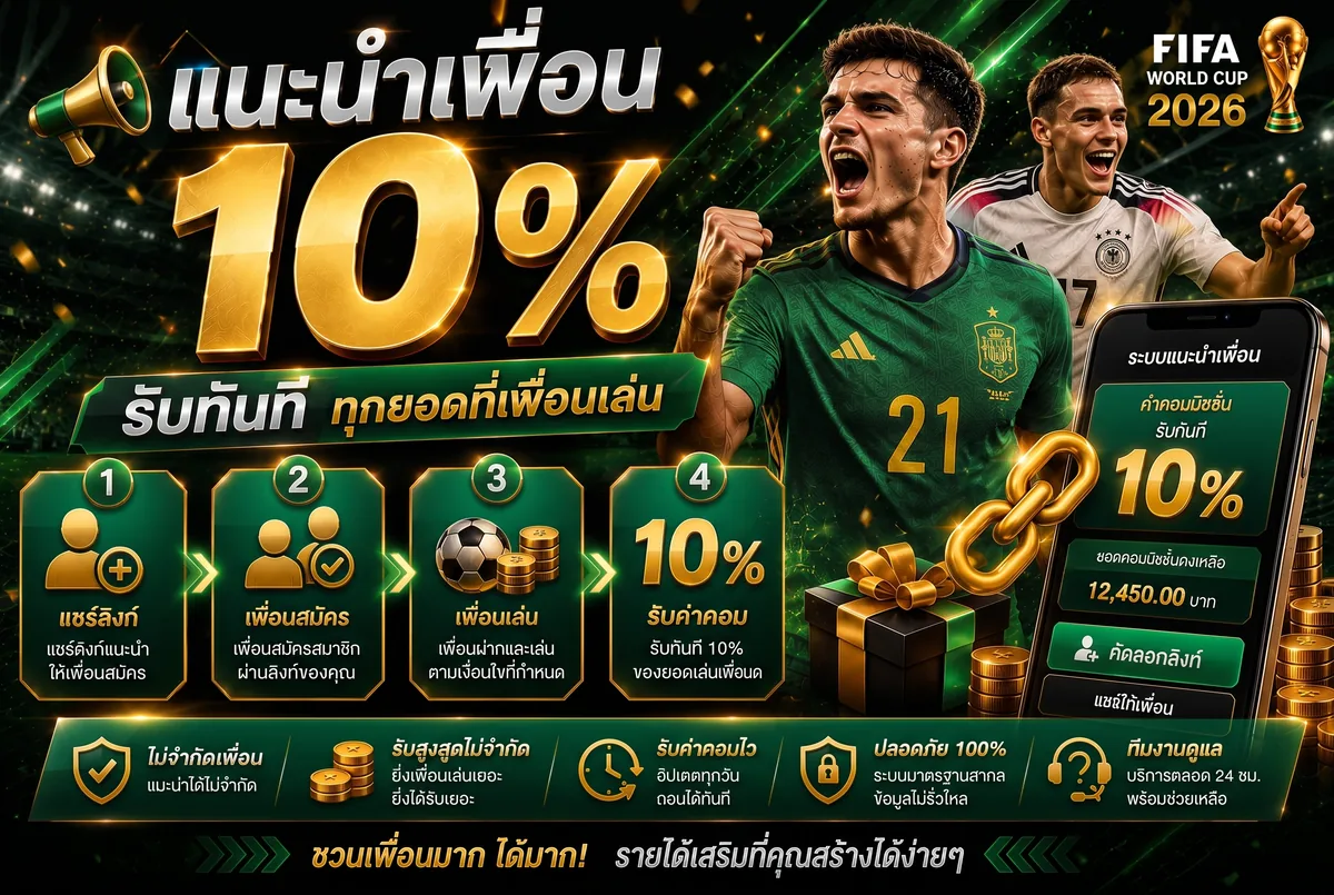 แนะนำเพื่อน รับค่าคอม 10% Tangballtoday